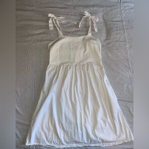 White Sleeveless Dress with Bow Straps